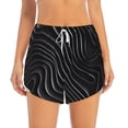 thumbnail image 2 of Gukieu Abstract Black And White Waves Print Women's Sports Shorts with Drawstring Elastic Waistband for Running, Yoga, Fitness-XX-Large, 2 of 7