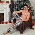 thumbnail image 6 of Vulcanodon Mens Fleece Pajama Pants, Ultra Soft Plaid Lounge Pants with Pockets Button Fly Sleep Bottoms(GREEN WHITE PLAID, S), 6 of 6