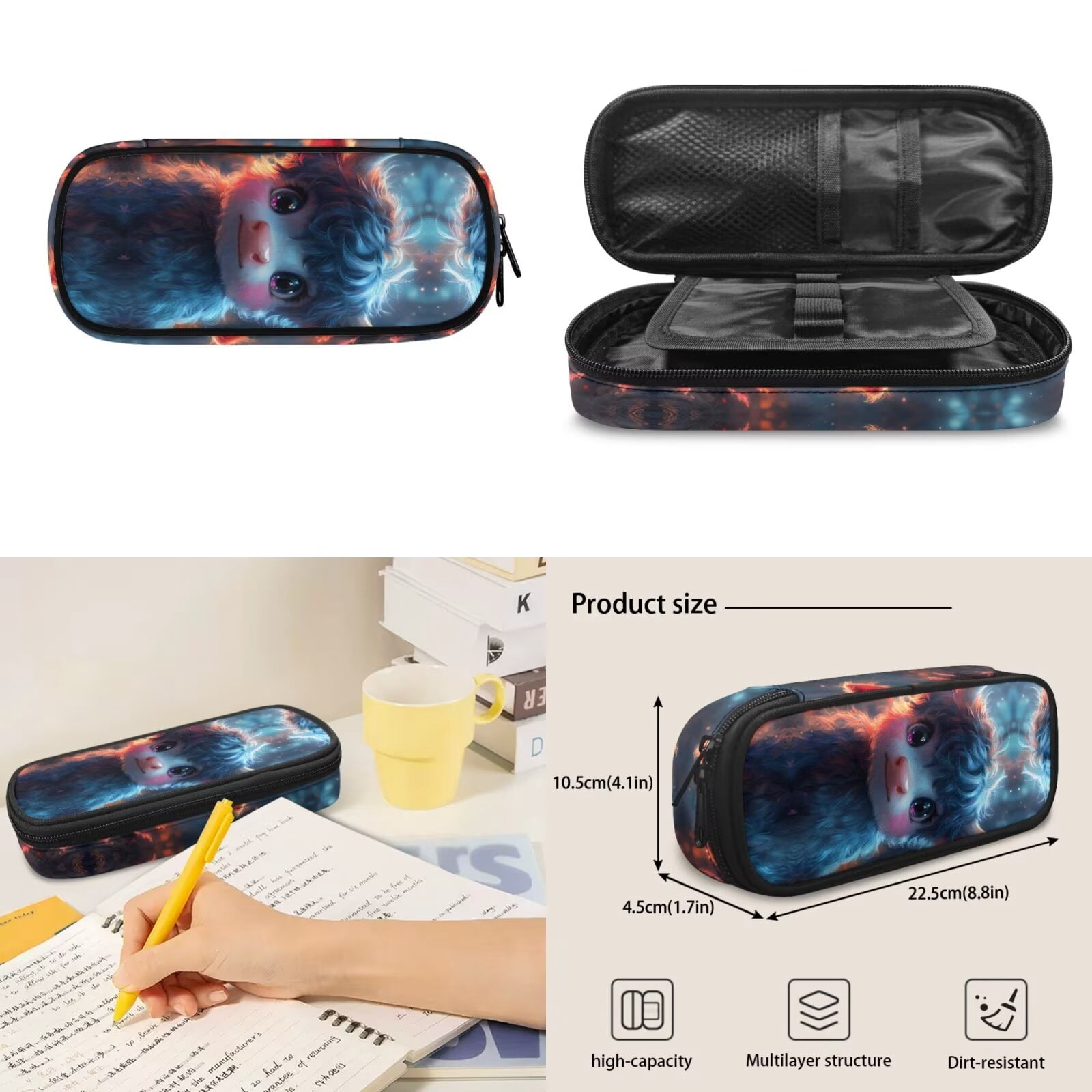 XYZCANDO Highland Cow School Backpack Set 4Pcs with Portable Lunch Bag Multifunctional Pencil Case Water Bottle Bag Carrier Suitable for Elementary Middle School