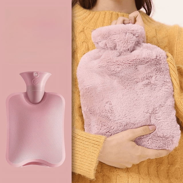 Bolsa de agua caliente de peluche con forma de conejo, calentador de manos de PVC de inyección de agua de gran capacidad y duradero para el hogar