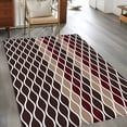 thumbnail image 3 of Moroccan Ombre Dark Brown Washable Area Rugs 4'x6', Abstract Wave Lines Retro Low Pile Throw Living Room Rug Non-Slip Sturdy Edge Binding Carpet for Indoor Entryway Bedside Kitchen, 3 of 9
