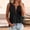 Black, variant on CYMMPU Women's Sleeveless Crinkle Linen Tank Top, V Neck Pleated Henley Button Front Relax Summer Blouse Wine XL