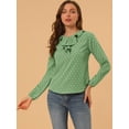 thumbnail image 3 of INSPIRE CHIC Women's Ruffle Neck Long Sleeve Polka Dots Blouse Shirt, 3 of 6