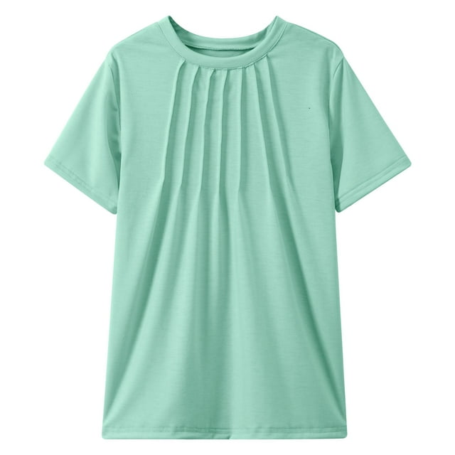 Landzoo One T-Shirts Plissés pour Filles, Manches Courtes d'Été, Mode, 5-14 Ans, Mignons et Confortables