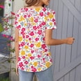 thumbnail image 3 of Mujeres de Verano Tops de Manga Corta Impresa Casual Cuello Redondo Plisado Superior 95% Poliéster 5% Spandex, Blusa de Moda para Todas las Estaciones, 3 of 6