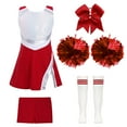 thumbnail image 3 of RUNQHUI Girls Cheerleading Outfit School Musical Cheer Leader Costume Sequins Dress with Shorts A Red 8, 3 of 5
