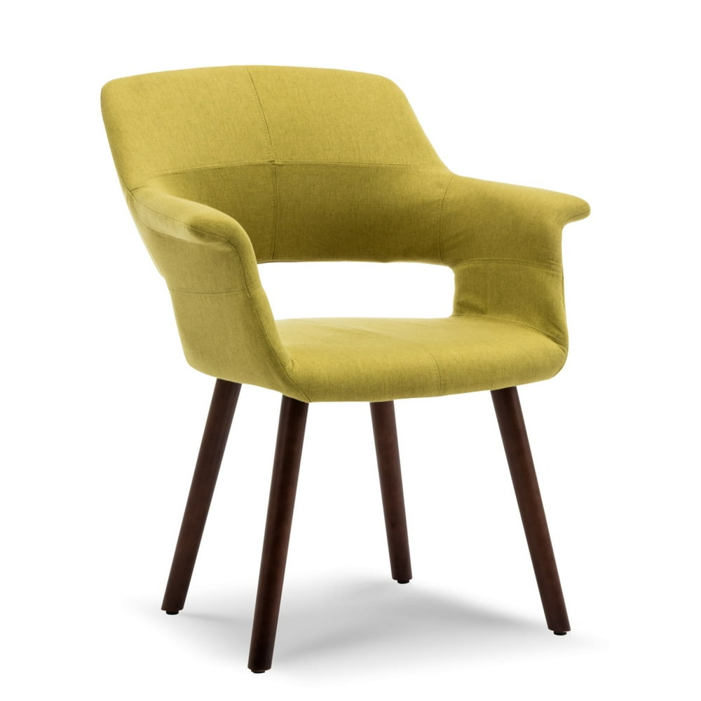 BELLEZE Dining Chair Accent MidCentury Linen Armrest Padded w/ Wooden