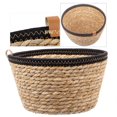 thumbnail image 1 of Handwoven Round Grass Basket with Black Rim – 10.25" Diameter x 6" Height, 1 of 4