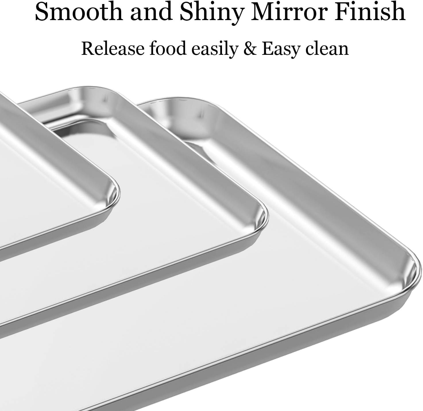 Baking Sheet Set Of 3  Stainless Steel Cookie Cooking Pan For & Roasting 9/12/16 Inch Non Toxic Heavy Duty Easy Clean