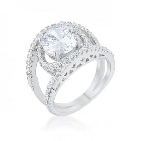Icon Bijoux R08466R-C01-10 Marcie 3 Carat Cz Rhodium Contemporary Ring, Size 10
