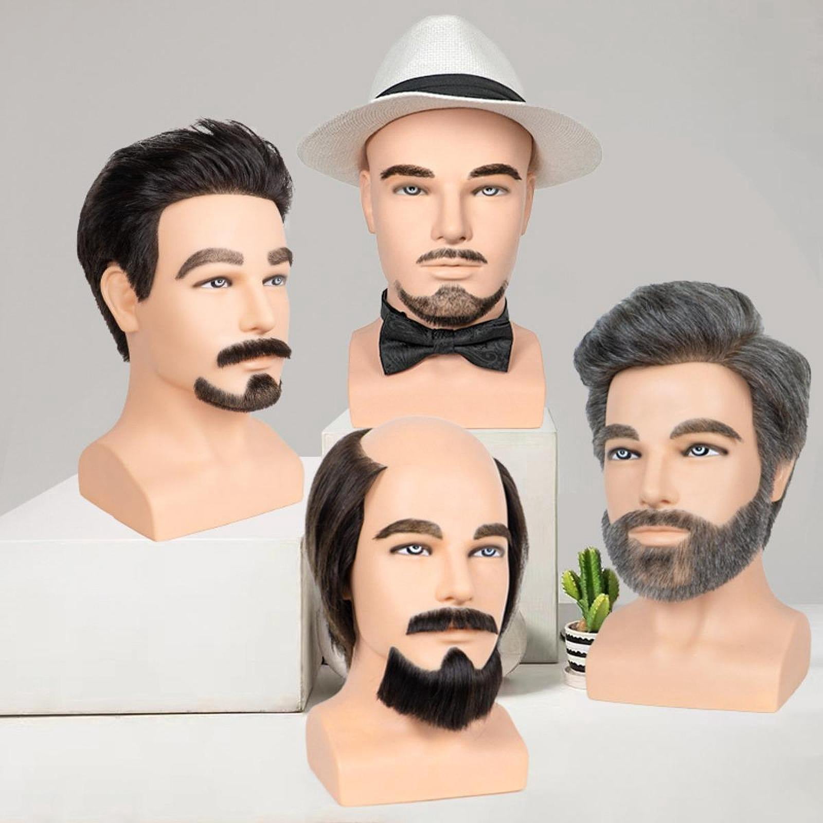TOOYFUL Male Mannequin Mannequin Head with Beard Cosmetology Doll Training Model Manikin C