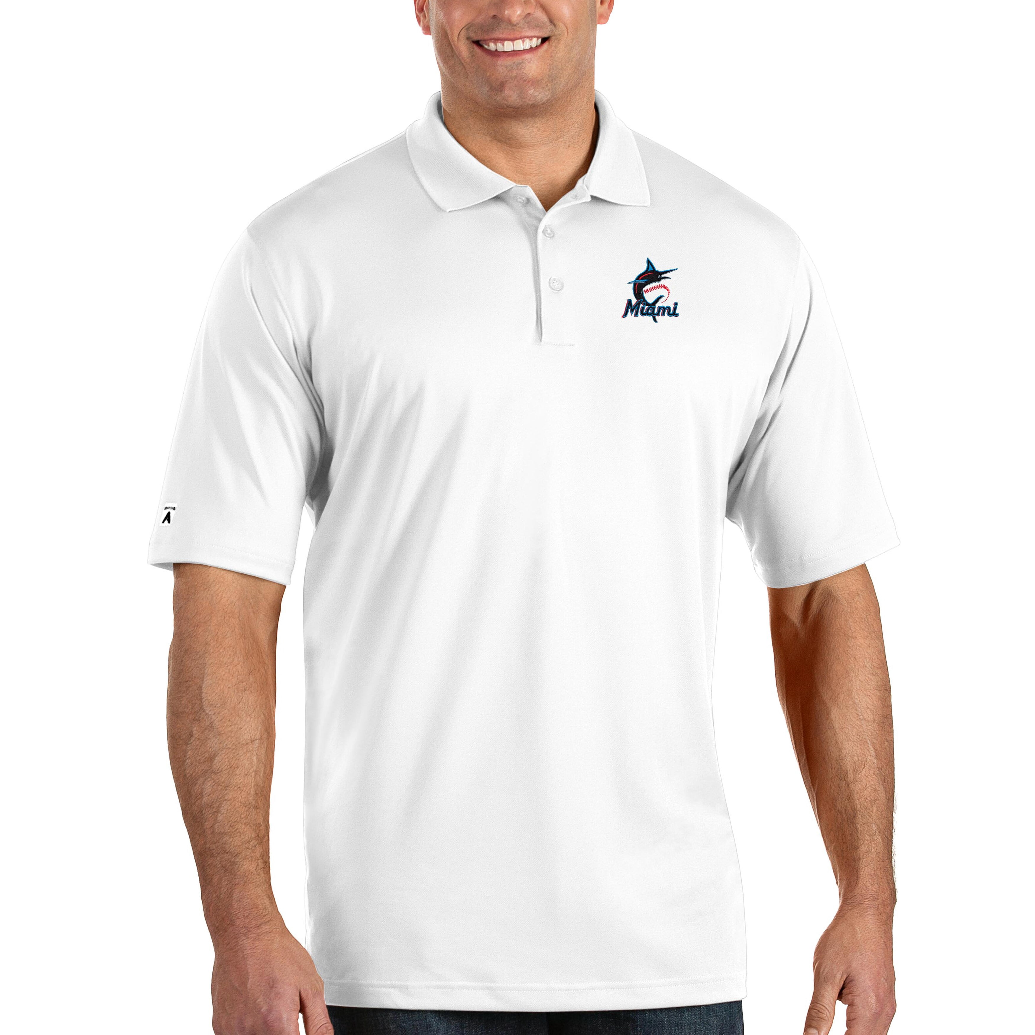 Miami Marlins Antigua Pique Xtra Lite Big & Tall Polo - White - Walmart.com - Walmart.com