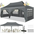 thumbnail image 4 of HOTEEL 10x20 Canopy Tent with Sidewalls,3 Adjustable Height Commercial Canopy,Pop Up Party Canopy with 12 Stakes & 6 Ropes,Gray, 4 of 10