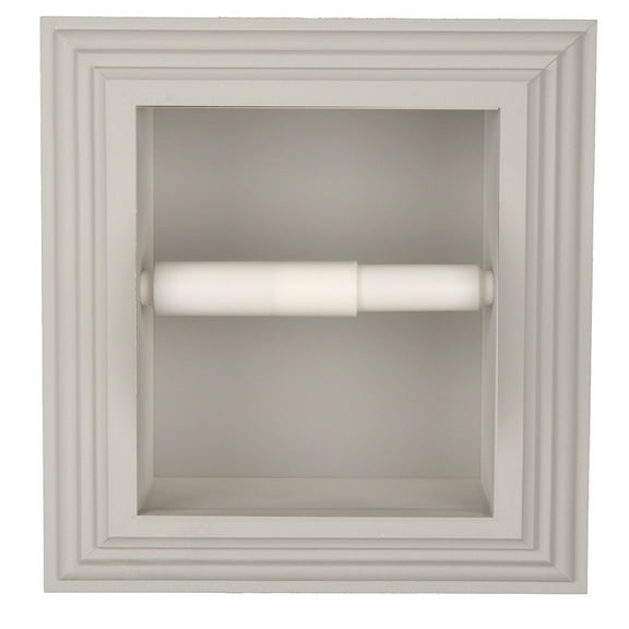 Typhon Recessed Solid Wood Toilet Paper Holder 7 x 8.5, Primed Gray