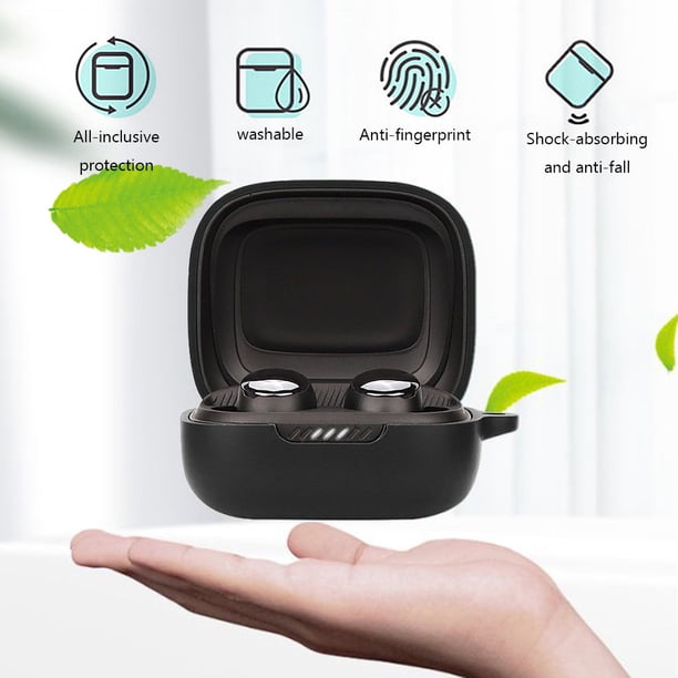 Kuymtek Funda de silicona para JBL LIVE FREE 2 Compartimiento de carga Shell (Negro)