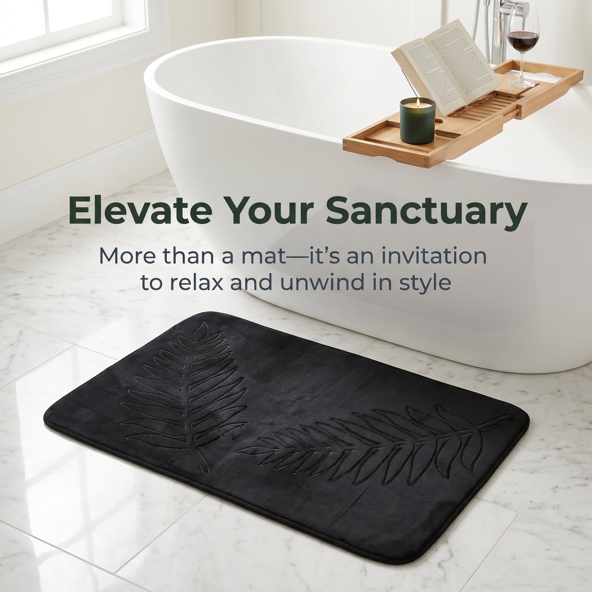 Unique Bargains Thick Absorbent Plush Non Slip Microfiber Bath Mat Black 24" x 16"