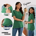 thumbnail image 4 of SHIBEVER T-shirts for Women Summer Tops Short Sleeve Shirts Casual Loose Fit Tunic Tops Side Slit Tee Shirt Crew Neck Lady Blouse Green XXL, 4 of 9