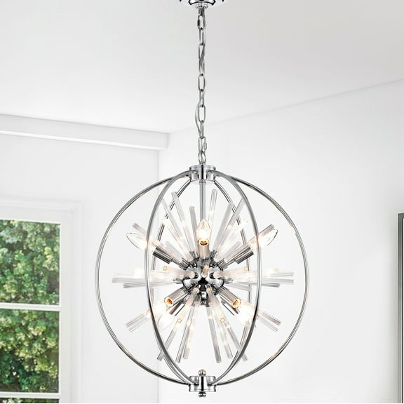 Warehouse of Tiffany Dyords 8-Light Modern Industrial Globe Chrome & Crystal Chandelier