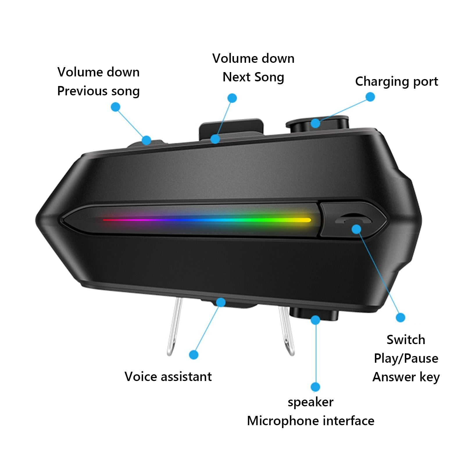 Motorcycle helmet Bluetooth headset, smart all-in-one listening to music, calling, takeaway, running errands and riding, 48H Long Battery Life, Outdoor Sports and Safe Commuting Adventures