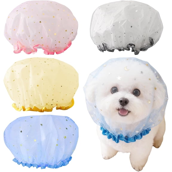 4 Pcs Adjustable Dog Mesh Head Cover, Face Net for Small Dogs| Prevent eating ground debris, Soft Breathable Mesh Mask, Stretchy Elastic Design, for Outdoor Walks, Park & Travel