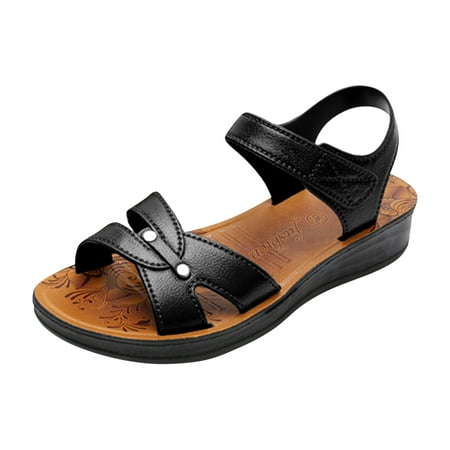 

Summer Saving Clearance! Kukoosong Flat Sandals for Women New Summer Flat Sole Womens Shoes Casual Beach Outwear Open Toe Women s Sandals Black 40
