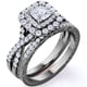 thumbnail image 1 of Anillo de bodas JeenMata de moissanita cuadrada de 1,25 ct con doble halo trenzado y pavé gótico de inspiración vintage, chapado en oro negro, 1 of 6