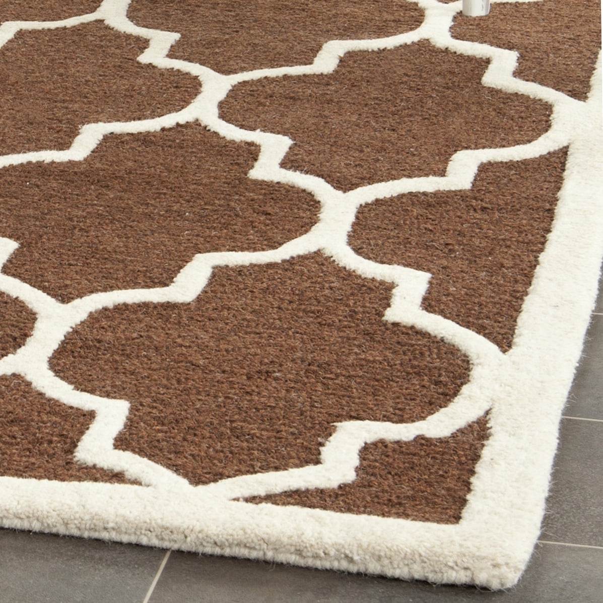 SAFAVIEH Cambridge Kevin Geometric Wool Area Rug, Dark Brown/Ivory, 8' x 10'