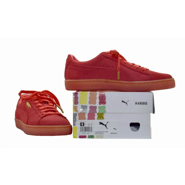 B0 NIB PU & MA Suede Haribo FL Poppy Red Suede Sneakers Shoes 382563-01 Size 8
