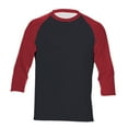 thumbnail image 2 of YMNXA Mens T Shirts 3/4 Sleeve Round Neck Color Block Comfortable Breathable Tee For Casual Daily Wear Red2 S, 2 of 3