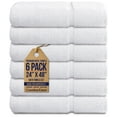 thumbnail image 1 of Canadian Linen Premium White Hotel Medium Bath Towels, 24”x48”, 6 Pack, Soft Absorbent Lightweight Quick Dry Hospitality Cotton Towel Set for Bathroom Shower Home Spa Hair Salon Pool Gym Sport Travel, 1 of 6