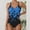 Blue, variant on Generic Women's One Piece Swimsuit V Neck Tummy Control Floral Print Bathing Suits Sexy Suspenders Backless Swimwear