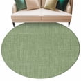 thumbnail image 2 of Round Area Rug 6 Ft, Vintage Forest Green Washable Non-Slip Circle Carpet for Living Room/Bedroom, Farmhouse Retro Solid Color Linen Texture Low-Profile Indoor Mats Collection Rugs for Residential, 2 of 7