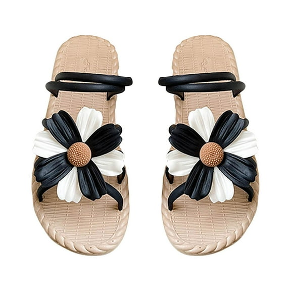 Cute Flower Sandals for Women Summer Beach Sandals Strappy Open Toe Espadrille Flat Sandal Slip On Platform Sandal