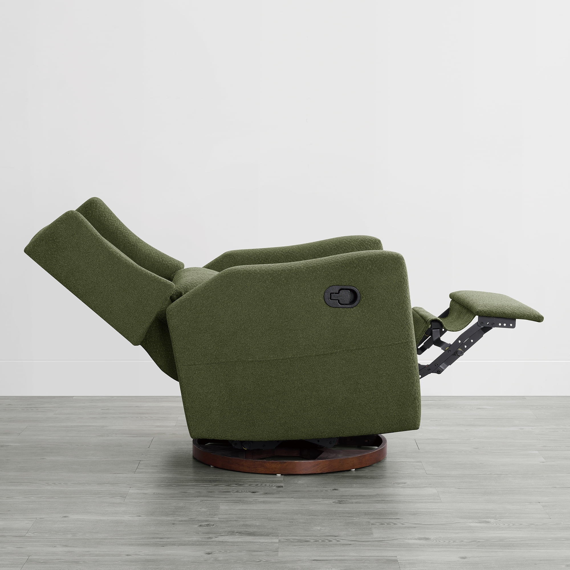 Spruce & Spring Manual Swivel Glider Recliner with Storage Pocket, Moss Green
