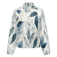 thumbnail image 5 of Jackets for Women Winter Coat Jackets Flannel Stand Collar Jacket(Blue Watercolor Leaf Pattern,Size:S-4XL), 5 of 7