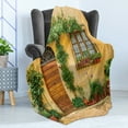 thumbnail image 4 of Garden Soft Flannel Fleece Throw Blanket, Still Life Photo of Old House's Interior Floral Planrs and Door, Cozy Plush for Indoor and Outdoor Use, 50" x 70", Pale Orange Fern Green, by Ambesonne, 4 of 5