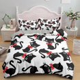 thumbnail image 1 of Cat Duvet Cover Set Digital Different Color Cartoon Cute Cat Bedding Set Bedclothes Double Queen King Size Polyester Qulit Cover, 1 of 7