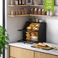 thumbnail image 6 of Bamboo Wood Bread Box with Cutting Board - Farmhouse Countertop Storage Organizer (Black), 6 of 6