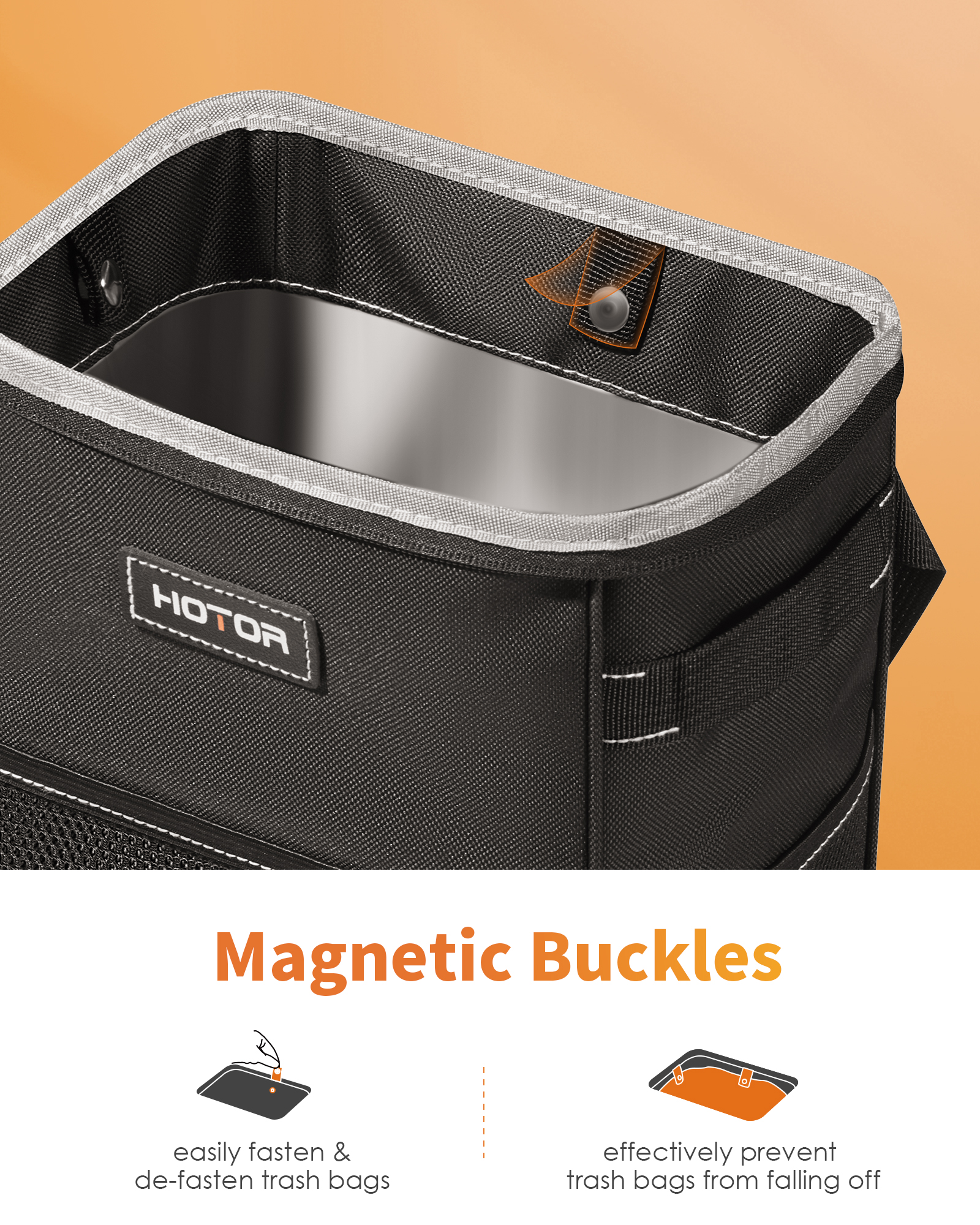 HOTOR Car Trash Can with Lid, 2 Gallon Capacity photo 4