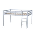 thumbnail image 3 of Zimtown Full Size Junior Low Loft Bed with Stairs, White Wood Bunk Bed Frame, No Box Spring Required, Gray, 3 of 10