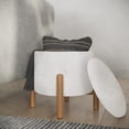 thumbnail image 2 of Lavish Home Storage otomano – Reposapiés redondo Sherpa o organizador de almacenamiento con parte superior extraíble para sala de estar, dormitorio o apartamento (blanco), 2 of 5