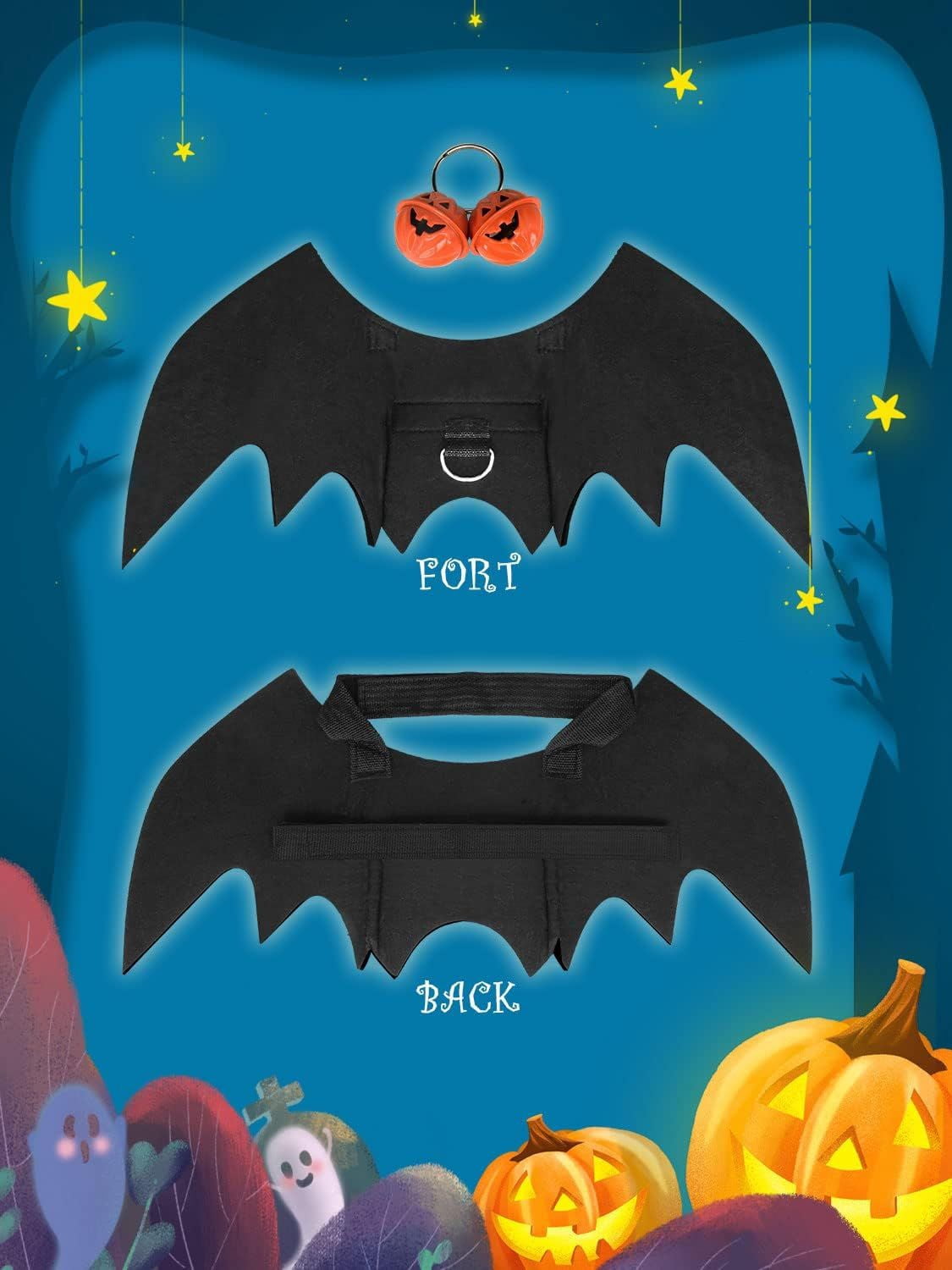 Pet Bat Wing Costume with Adjustable Velcro Straps for Dogs and Cats Halloween Party Cosplay