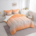 thumbnail image 3 of Homewish Stripes Pattern 7pcs Bedding Comforter Set,Asbtract Minimalist Desgin Queen Bedding Sets,Gradient Orange Gray Queen Sheet Sets For Girls Kids,Ultra Soft Home Decor Reversible, 3 of 8