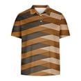 thumbnail image 4 of ZCFZJW Mens Striped Color Block Print T-Shirts Lightweight Casual Summer Short Sleeve Button up V Neck Henley Shirts Loose Regular Fit Comfy Workout Tees Tops Brown XXXXL, 4 of 5