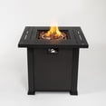 thumbnail image 4 of SEGMART 40,000 BTU Propane Fire Pit Table, 28inch Gas Fire Pit with Removable Lid & Lava Rock, Outdoor Rattan & Wicker -Look Square Fire Table, ETL Approved, Auto-Ignition, Brown, B6005, 4 of 9