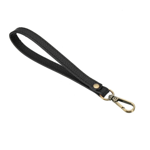 Uxcell 8 Inch Wristlet Strap PU Leather Wristlet Keychain Wrist Strap Replacement Black