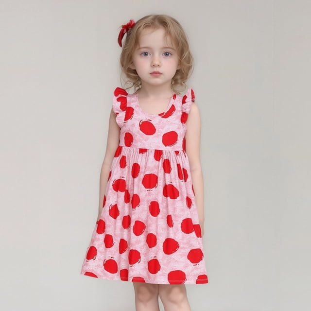 Robes de Printemps pour Tout-Petits Filles Robes Ligne A Fille Manches à Volants Robe Florale Robe d'Anniversaire Filles
