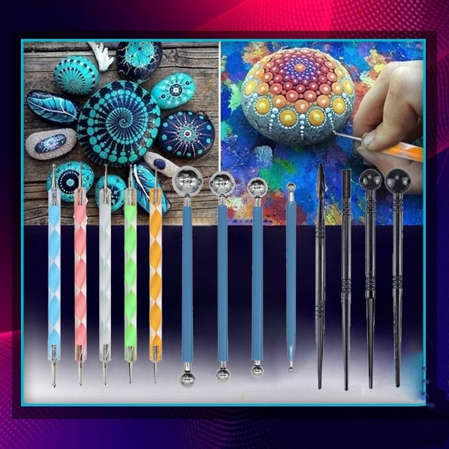 Juego de herramientas de punteado de patrones Fiudx juguetes para niños pequeños Kit de pintura de piedra