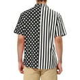 thumbnail image 3 of INSPIRE CHIC Men's Shirt Summer Stripe Polka Dots Short Sleeves Button Patchwork Shirt M Black White, 3 of 7