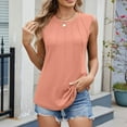 thumbnail image 2 of Chbgutlmr Tank Tops for Women Pleated Crewneck Dressy Casual Loose Sleeveless Work Blouses Solid Color Vests, 2 of 8